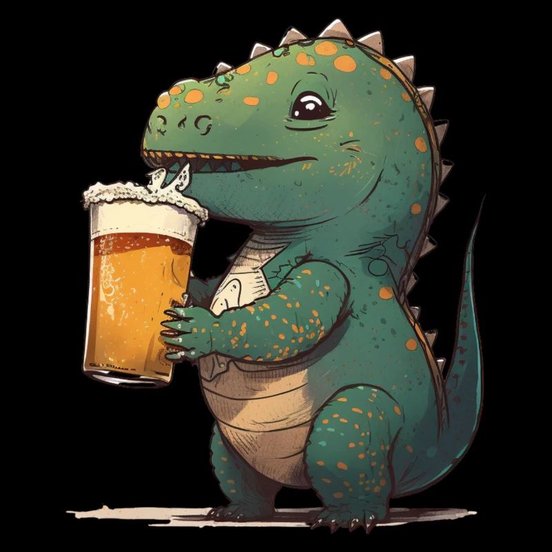 Lustiger Dinosaurier trinkt ein Glas Bier