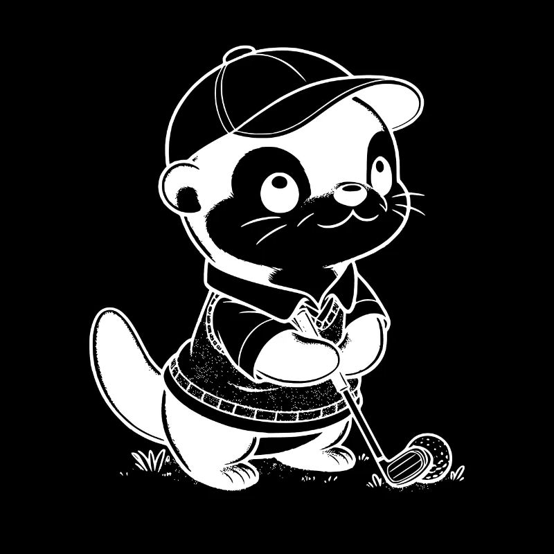 Funny Otter Golfer Silhouette Golfing