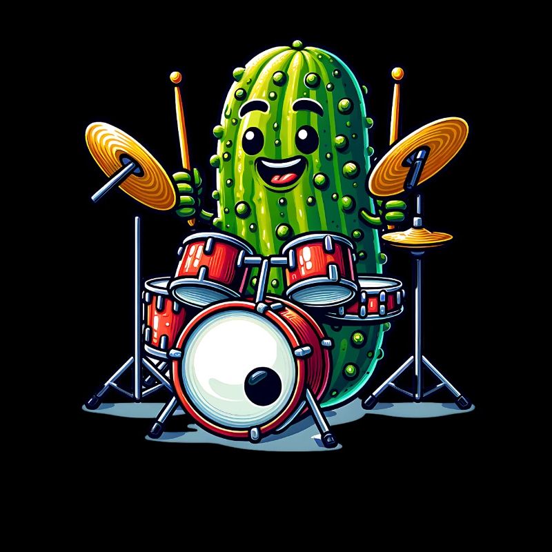 Funny Cucumber Drummer Player Art