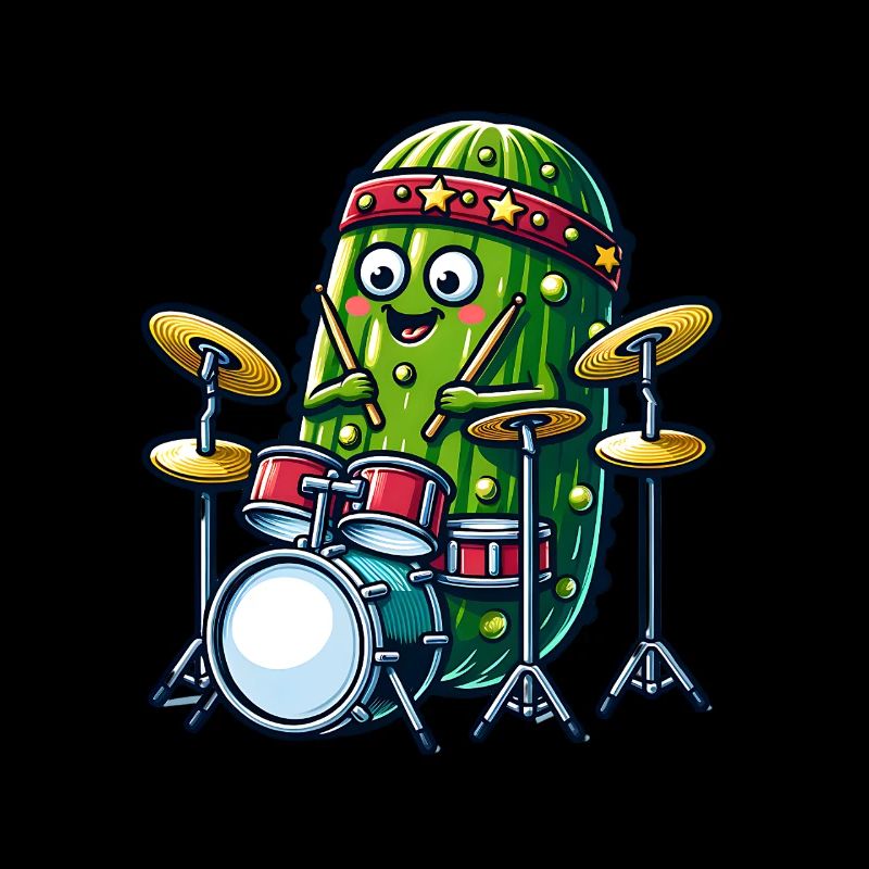 Funny Drums Pickle Jamming Joyfully With Starry