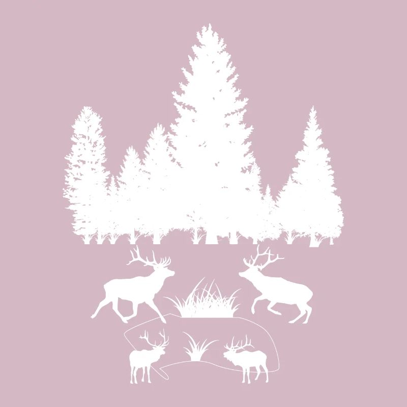 Hirsche im Wald mit Bäume