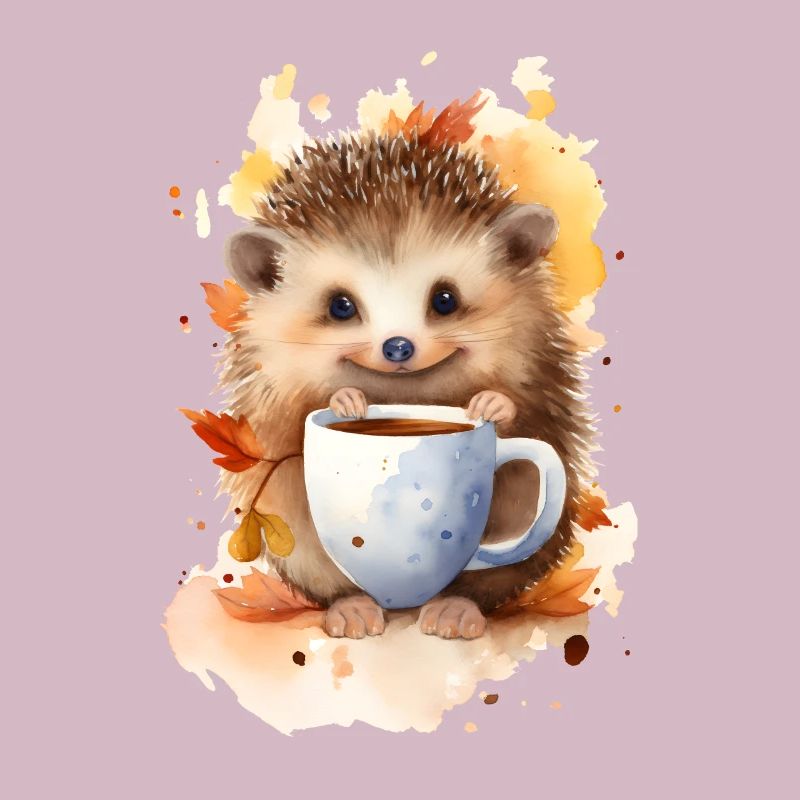 Hérisson avec style aquarelle café