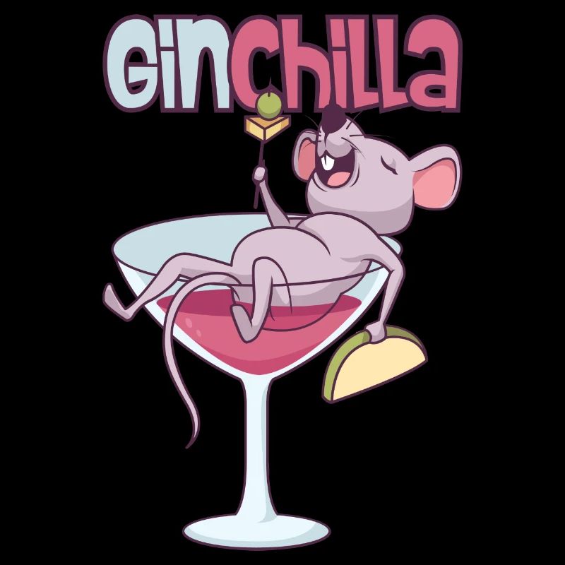 Ginchilla Drunk Mouse in Martini Glass