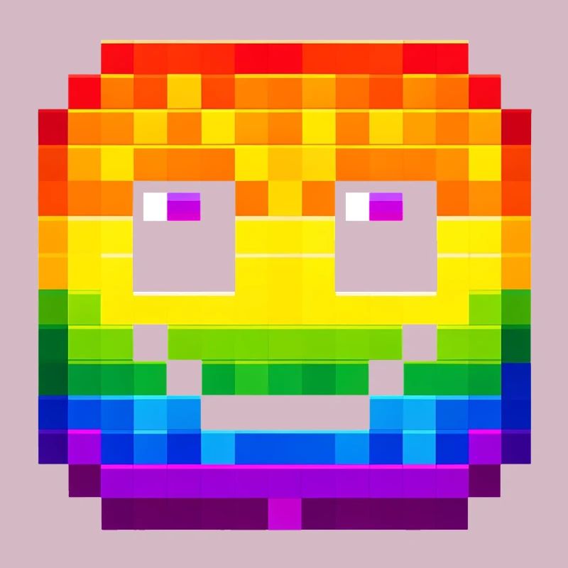 Pixelated Rainbow Smile Face