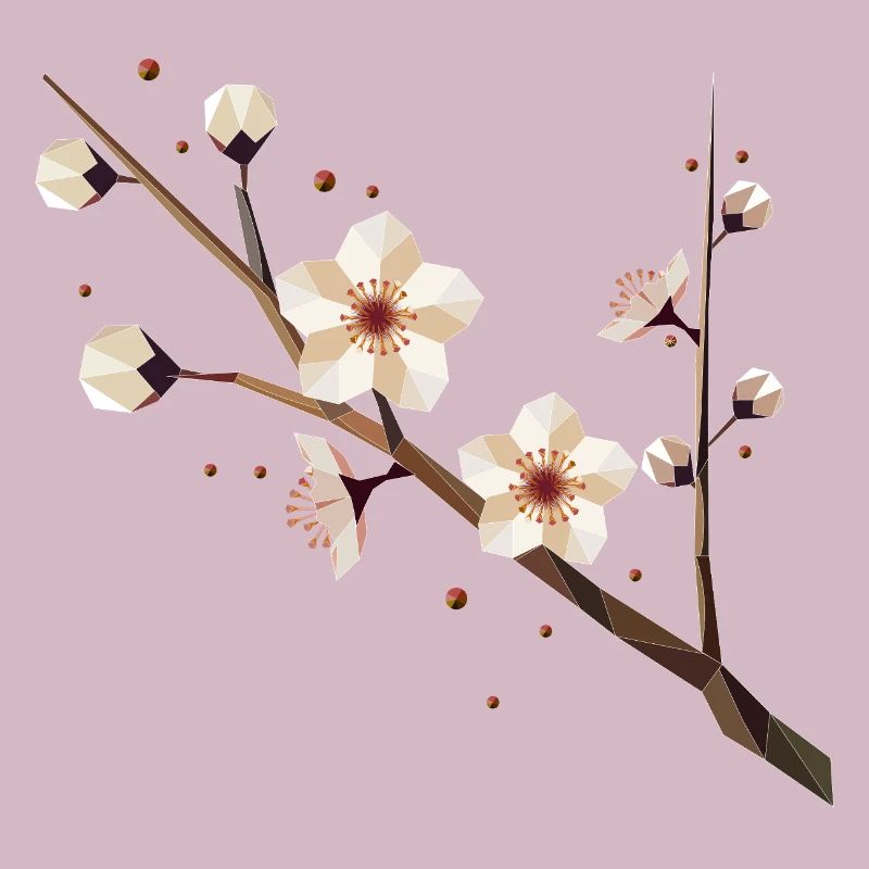 Branche de fleur de prunier – élégance délicate au printemps
