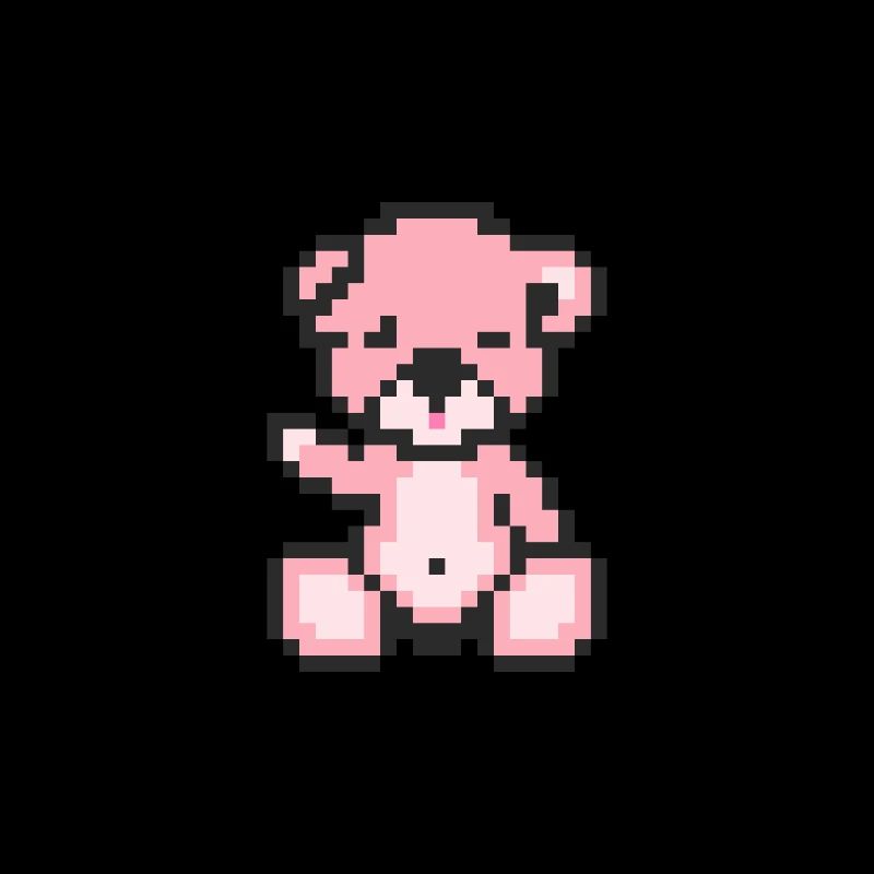 Pixel Bear Pastel Pink