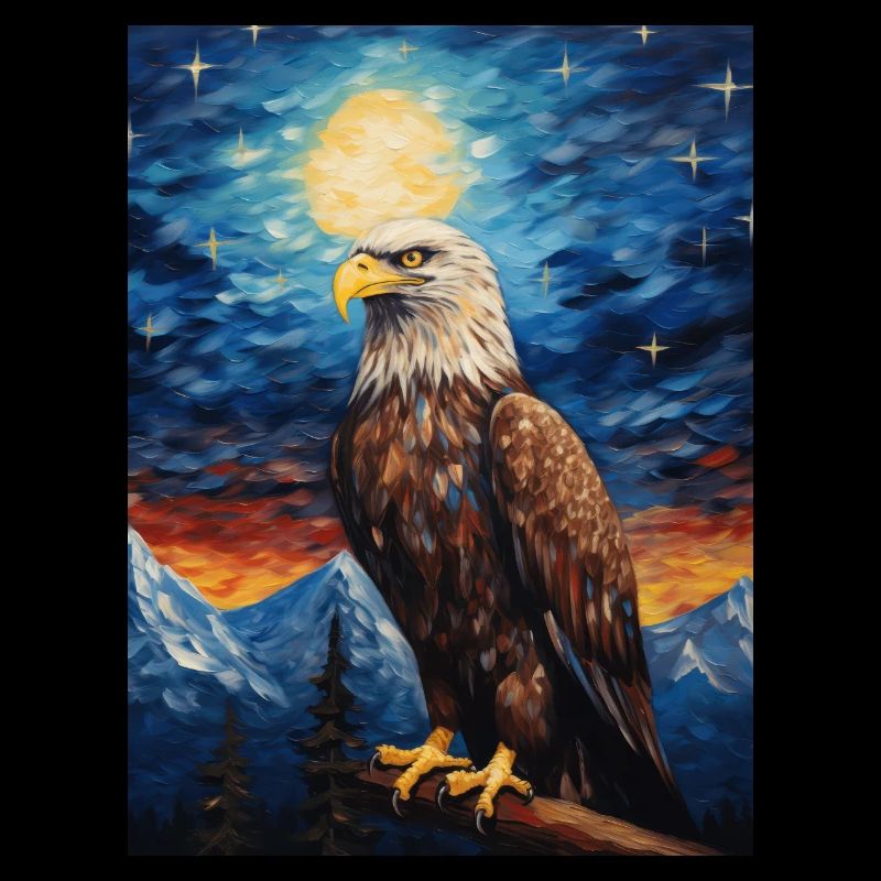 Eagle, Van Gogh, Starry Night, Animal, Bird