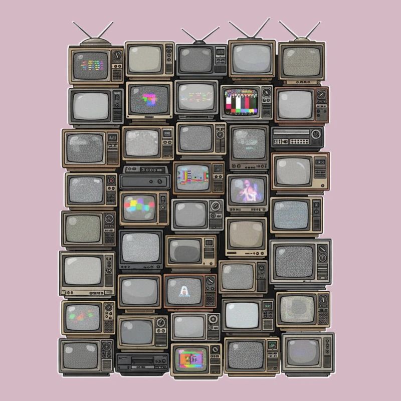 Retro Fernseh-Stack Collage
