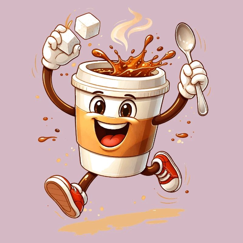 Lustiger Coffee Becher Comic Illustration