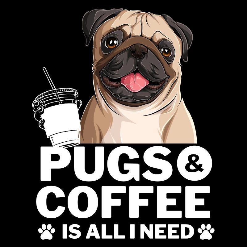Süßer Lachender Mops & Kaffee Design