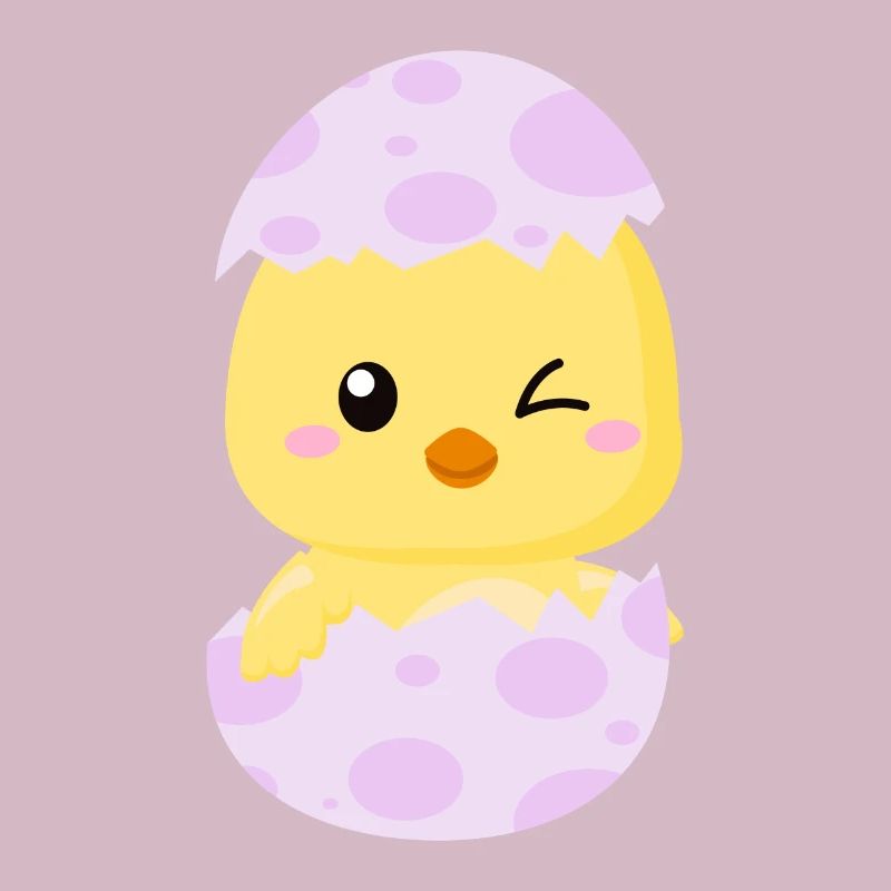 Cute little chick in an egg shell