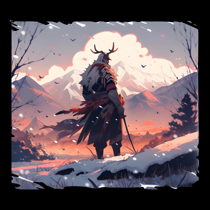 Samouraï dans un paysage enneigé