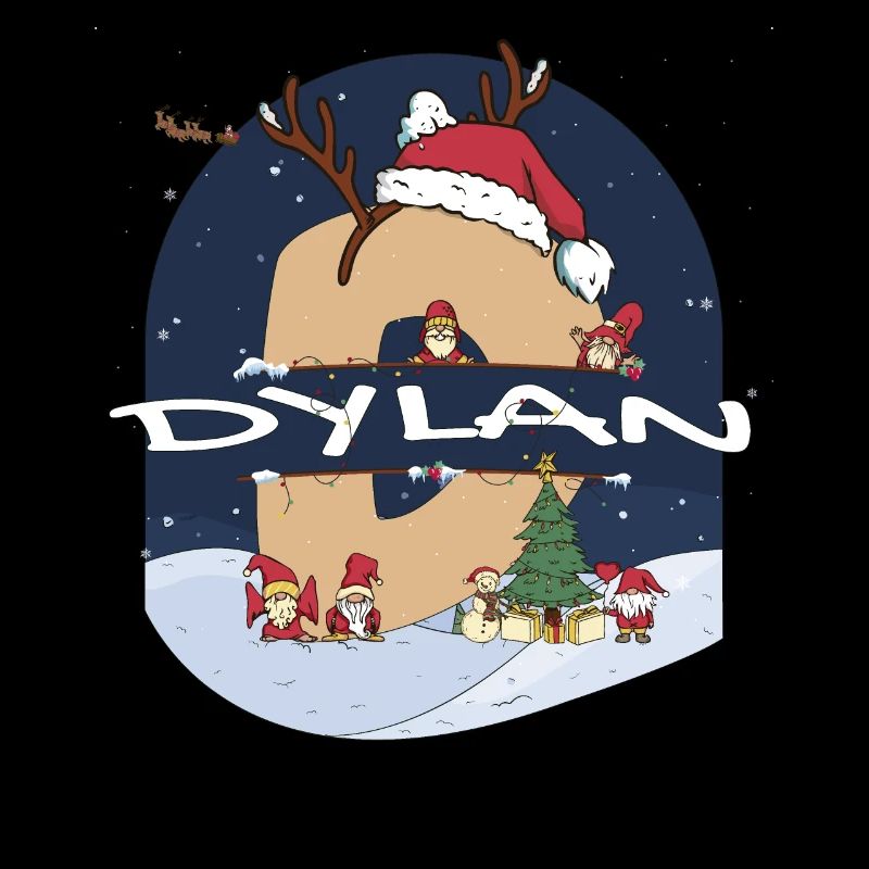 Awesome Dylan Name w Santa Hat in Xmas Theme