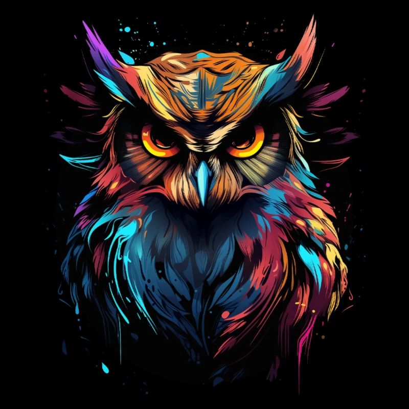 Hibou éclaboussures oiseau multicolore