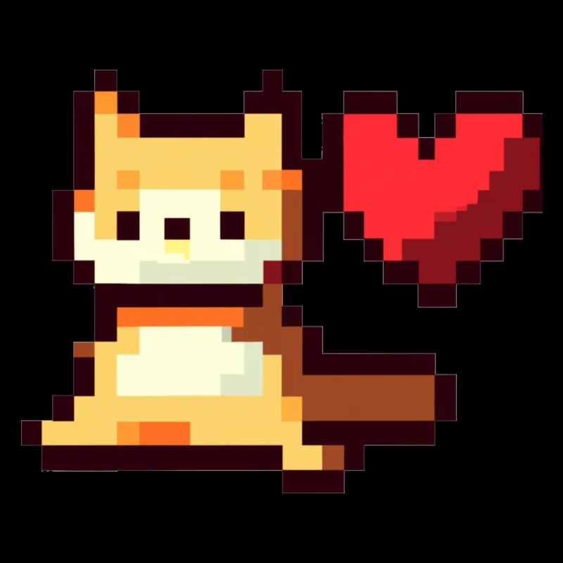 Pixelart, Cat with Heart