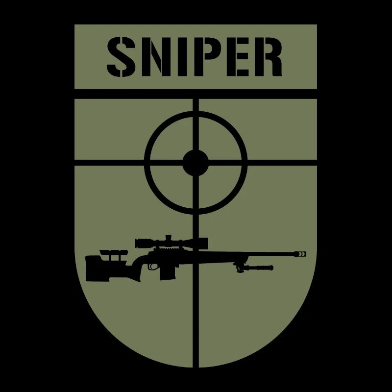 SNIPER badge, patch with sniper rifle.