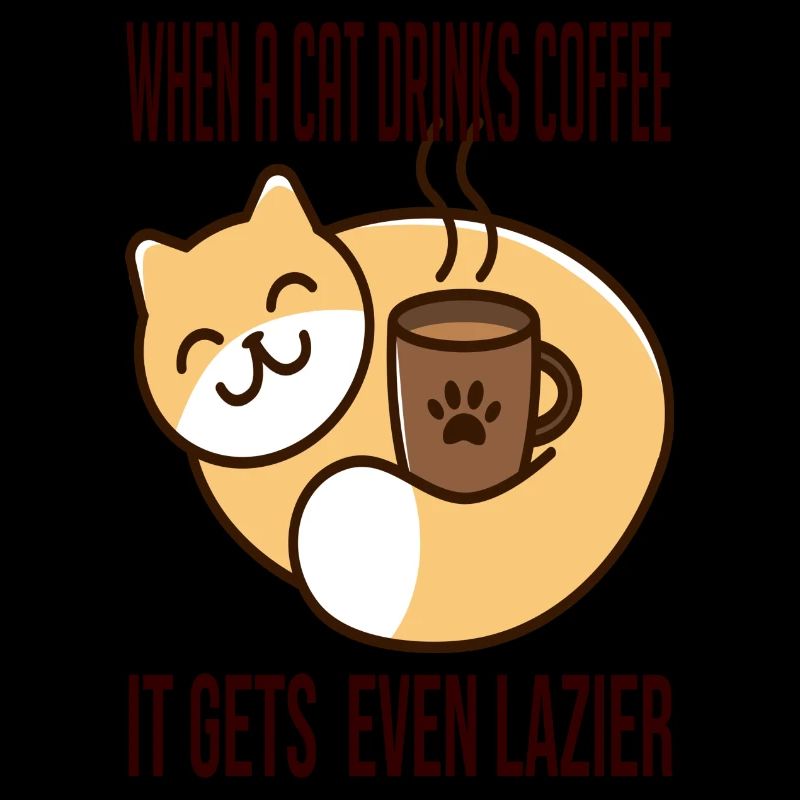 When a cat drinks coffee it gets even lazier