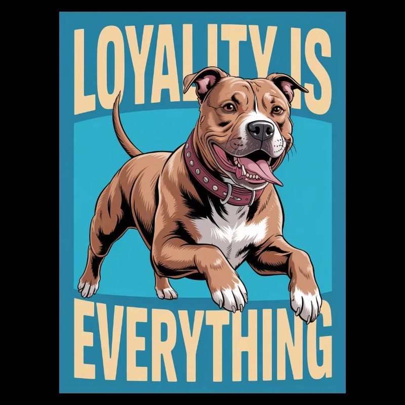Pitbull mit Schriftzug „Loyality is everything“