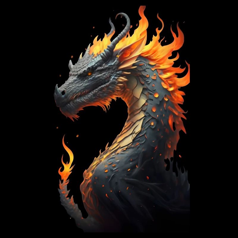 Dragon head with fire