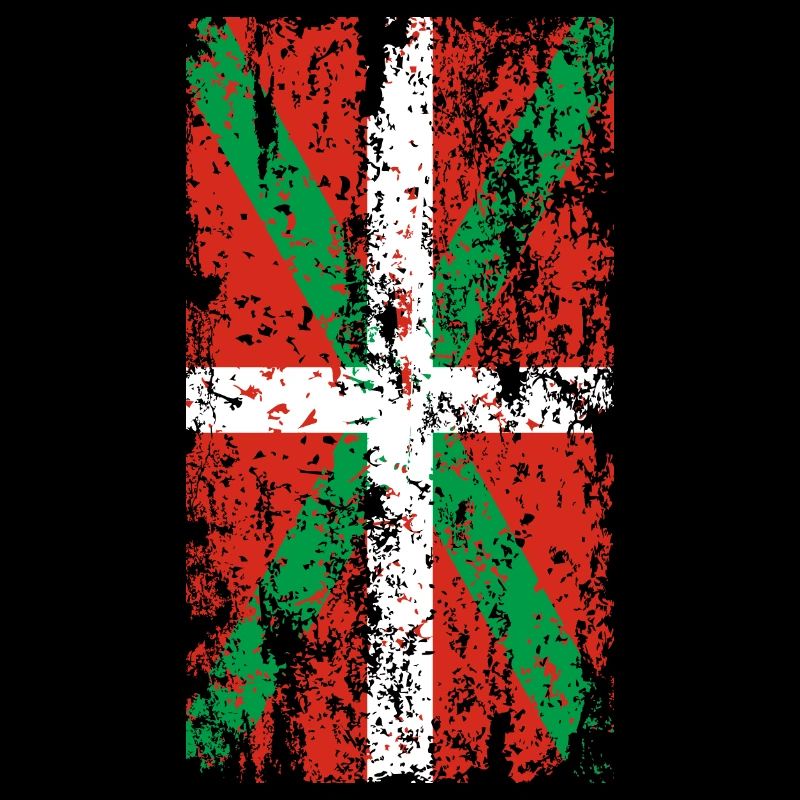 Drapeau Pays Basque usé. Ikurriña.