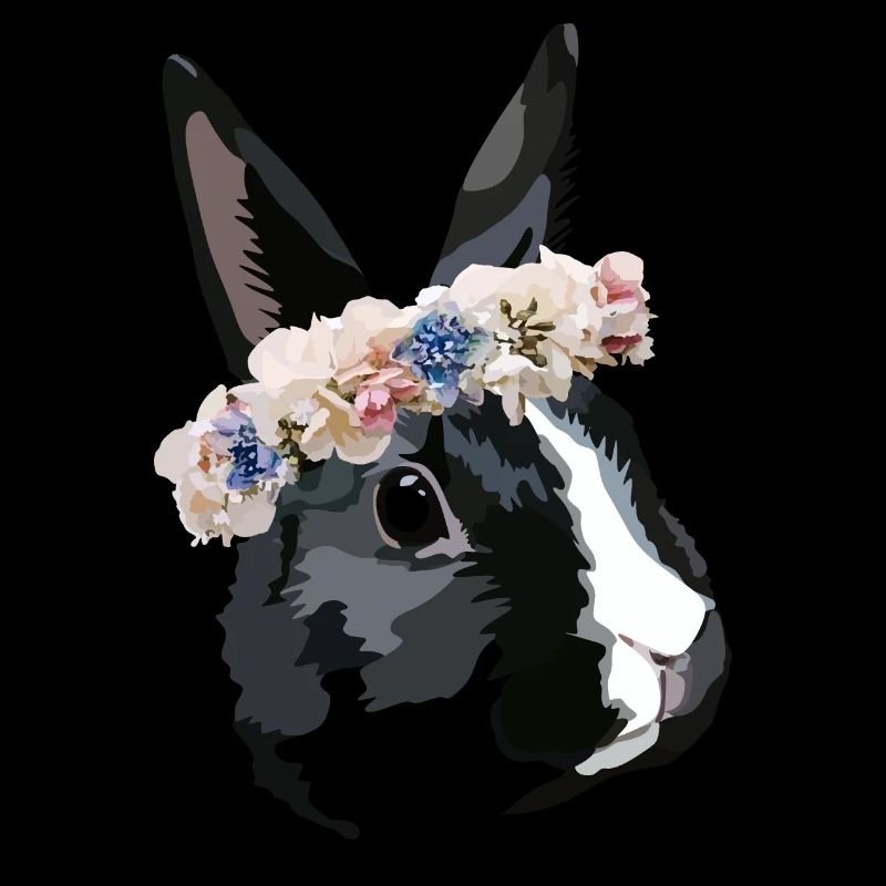 rabbit with flower wreath