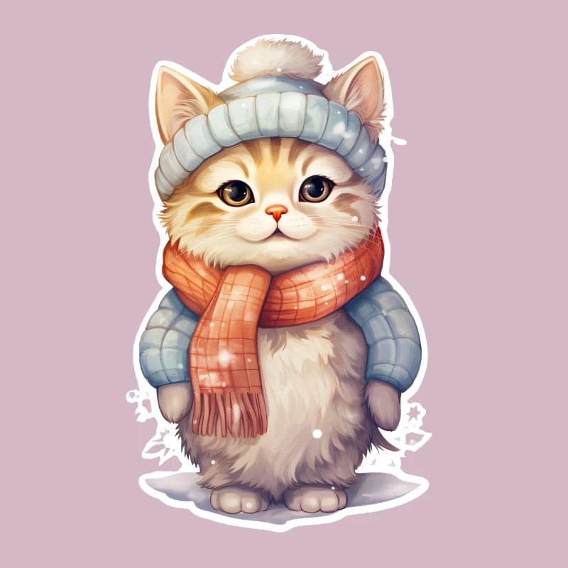 Chat joyeux en hiver
