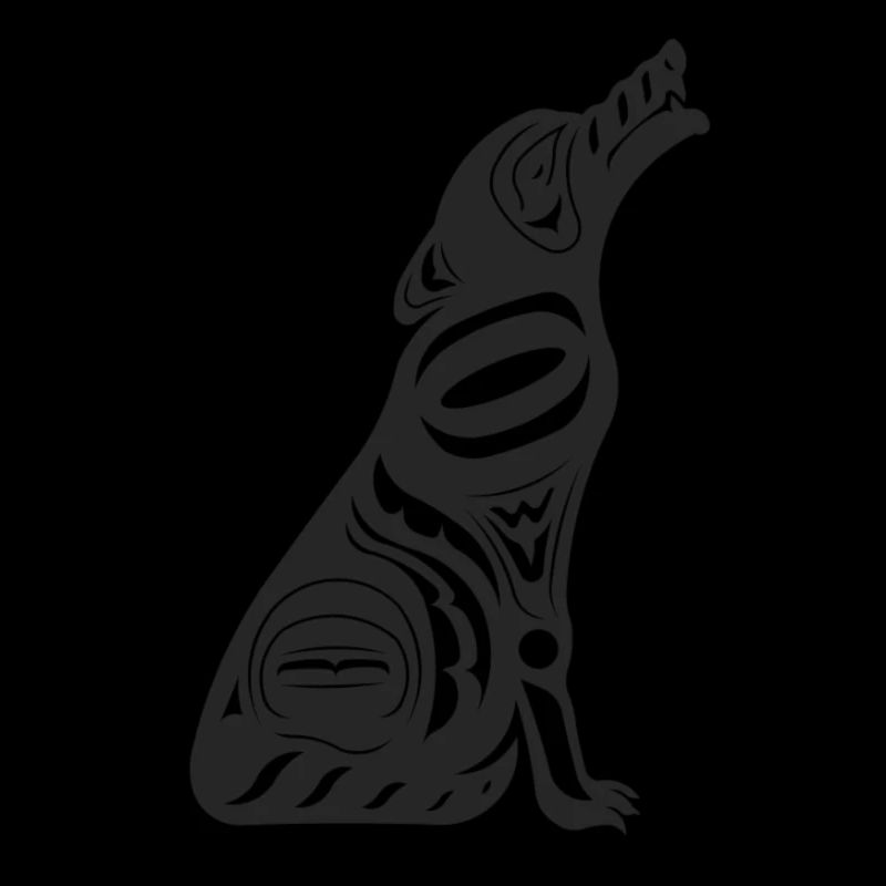 Totem heulender Wolf schwarz