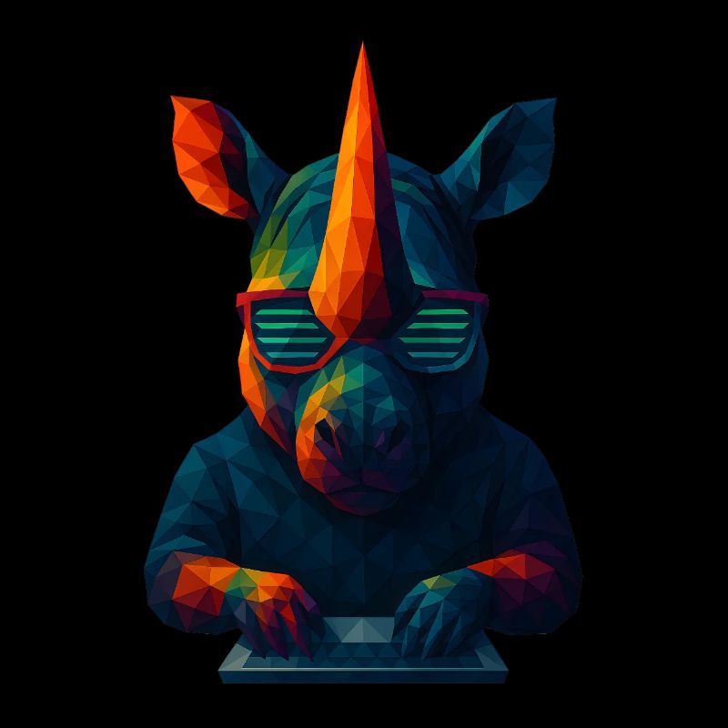 WPAP Style Animals - Techno Rhino avec lunettes de soleil