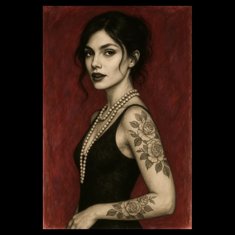 Frau Elegante burgunderfarbene Perlenkette Omikly Art