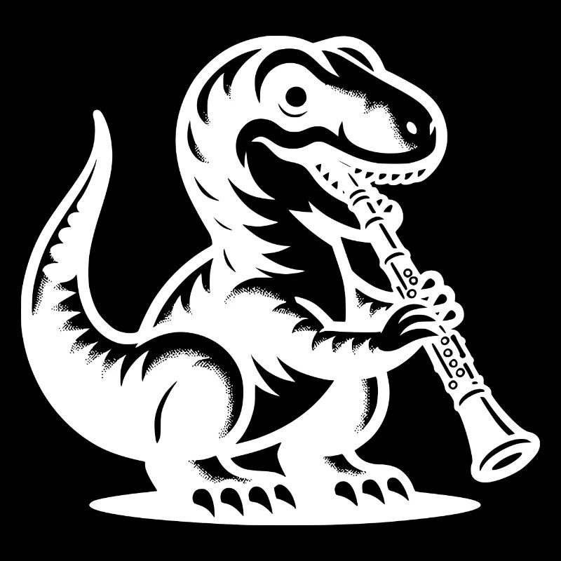 Dino Flötist Silhouette Einzigartiges Design