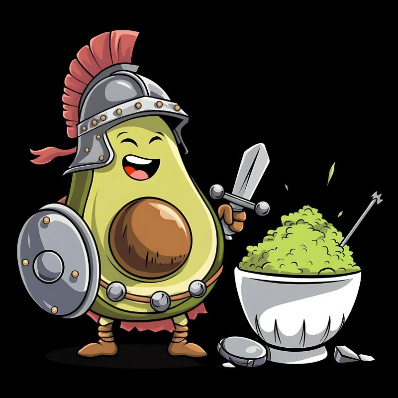 Guerrier avocat avec épée guacamole et bouclier