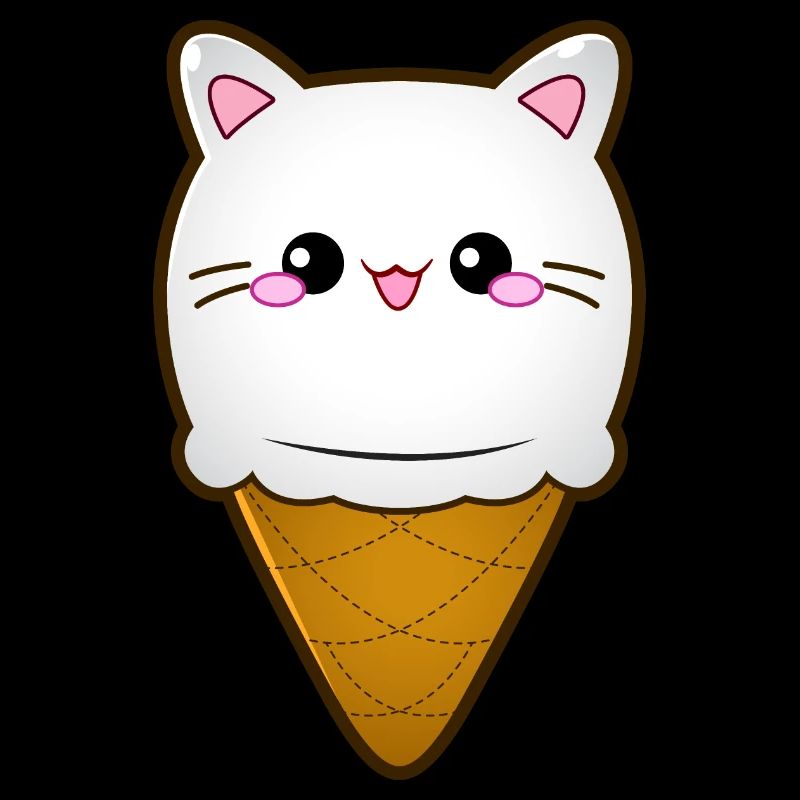 Ice Cream Cat Eiscreme Eis Katze Vanille Eiskugel