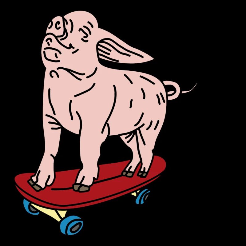 Pig skateboard enjoyment
