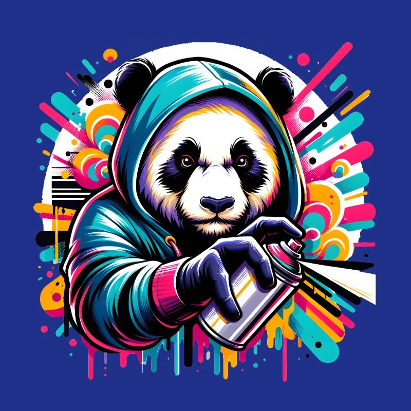 funny panda bear with graffiti and spray can