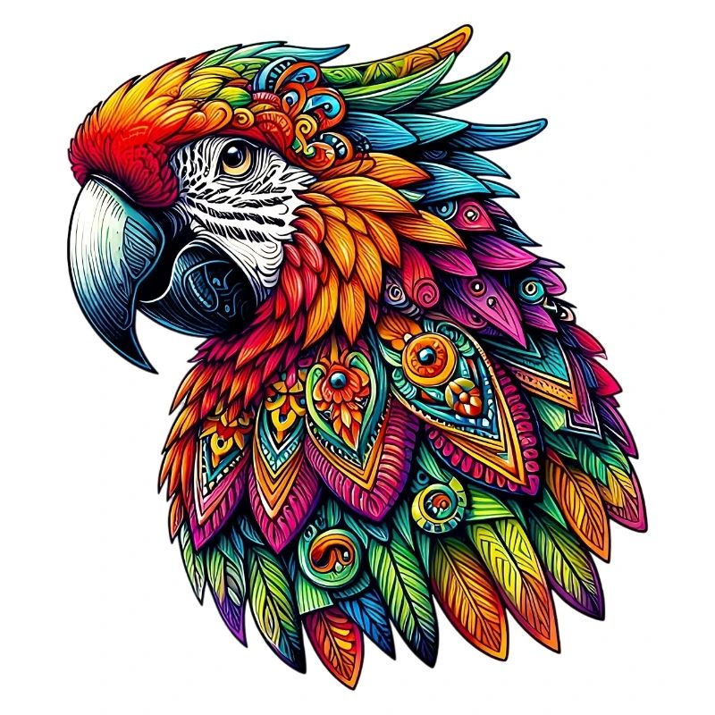 Parrot decorated with Mandalas