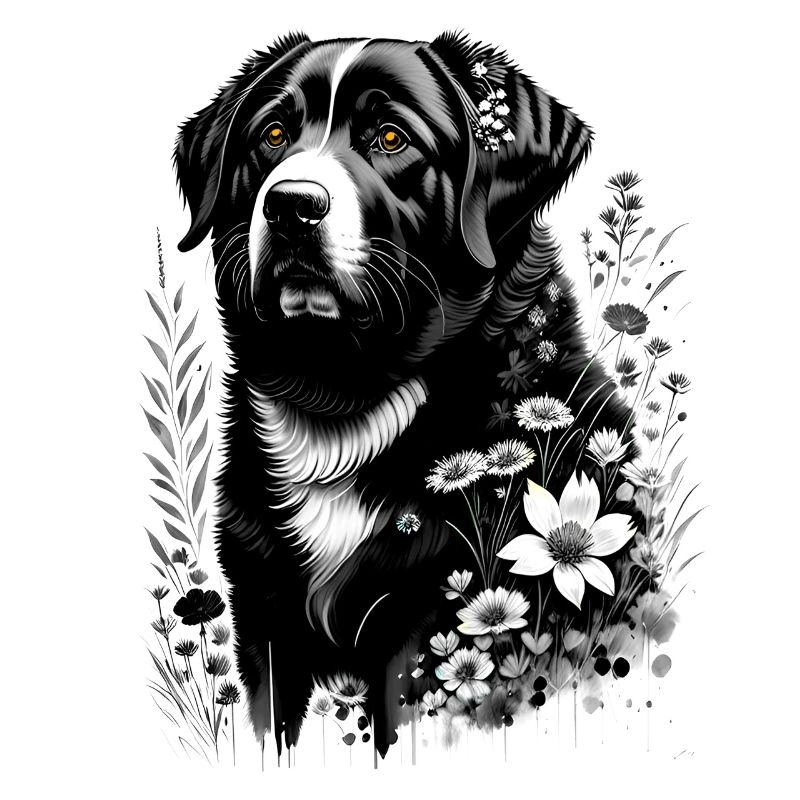 Mignon bouvier bernois avec des fleurs