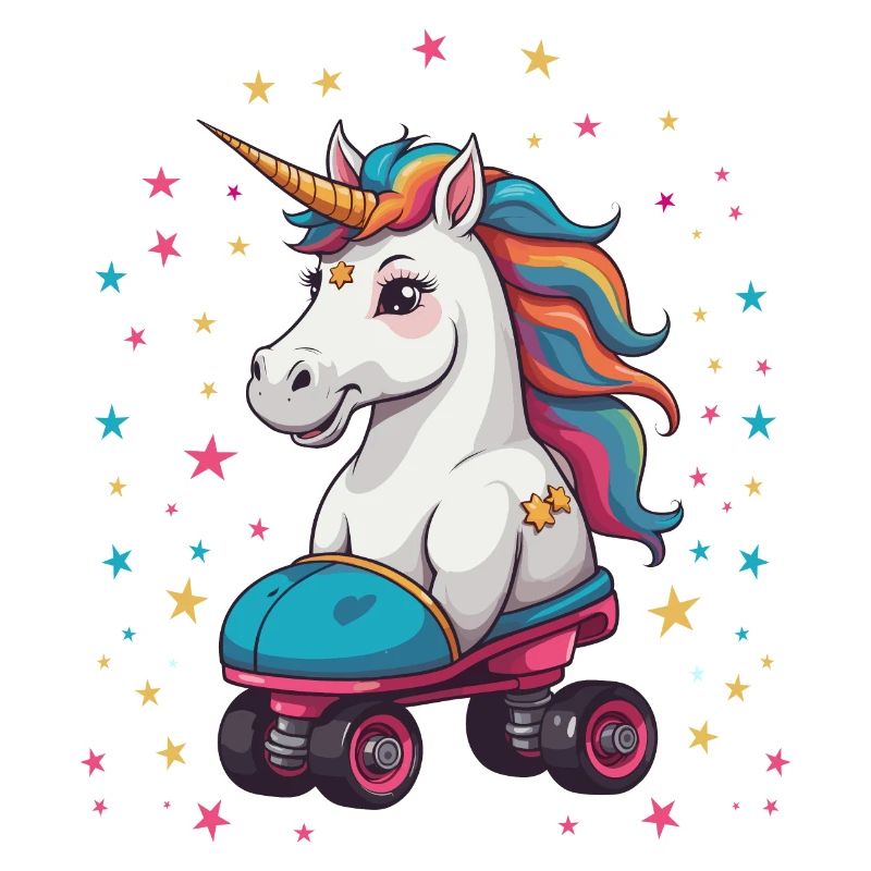 Funny Roller Skating Unicorn