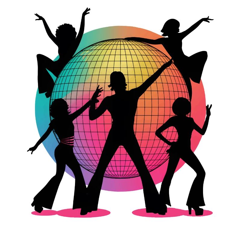 Retro Disco Vibes Dance Silhouette Art