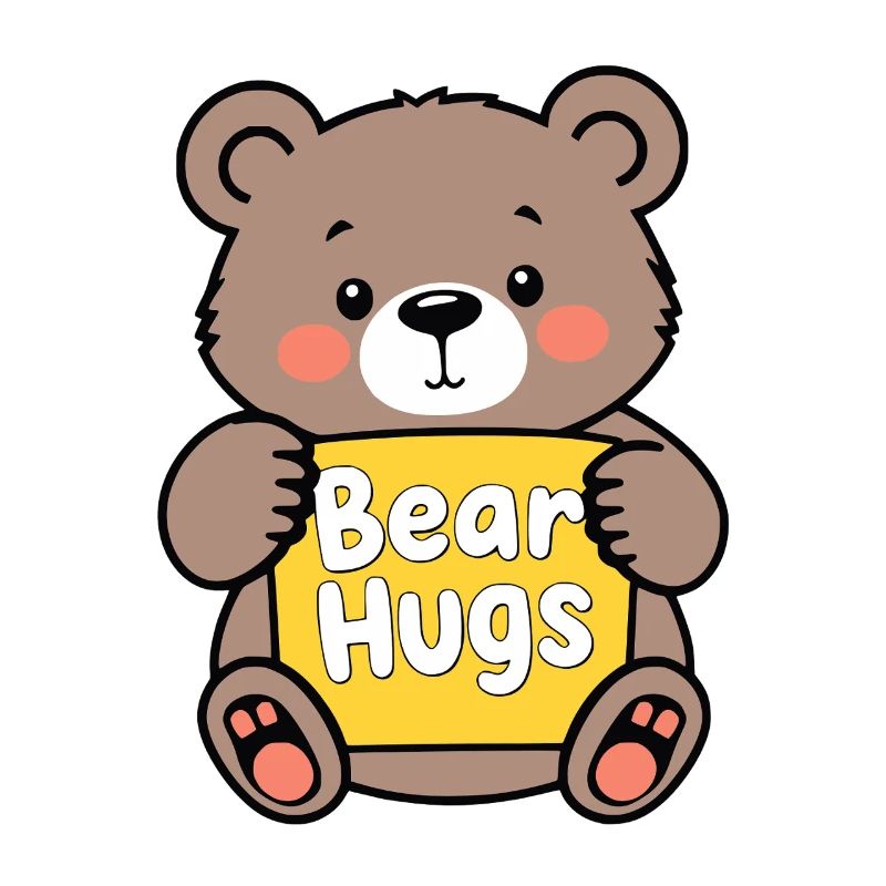 Kuschelbär mit Bear Hugs Schild