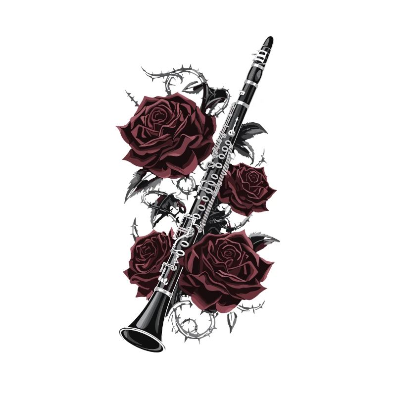 Clarinet with roses artwork