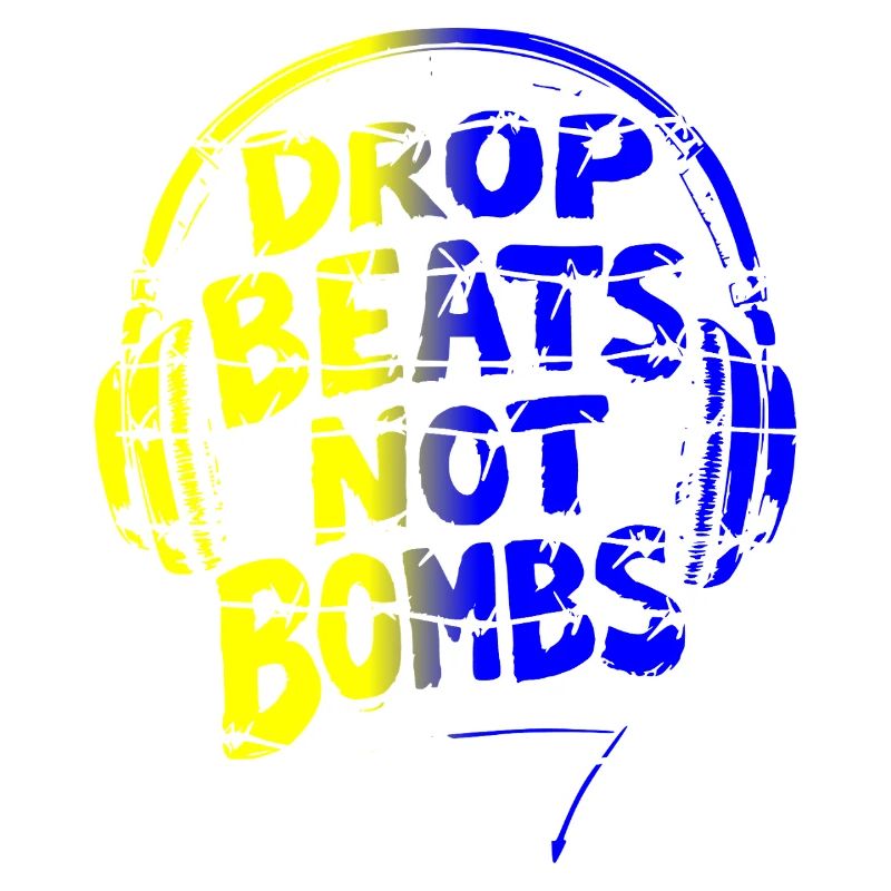 Drop Beats Not Bombs yellow blue