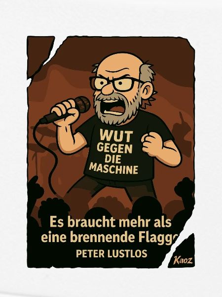 Protestierender Peter Lustlos mit Mikrofon