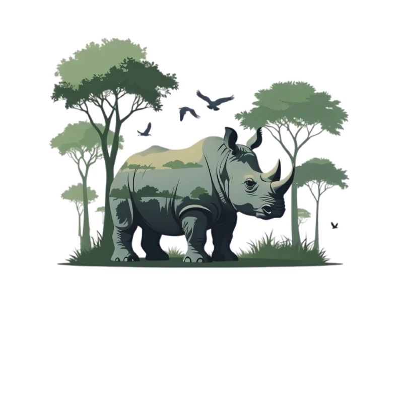 Wächter der Savanne Nashorn Illustration