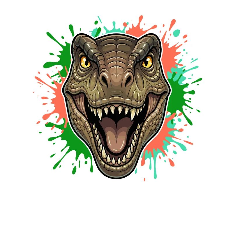 T-Rex Neon Paint Splatter Kopf