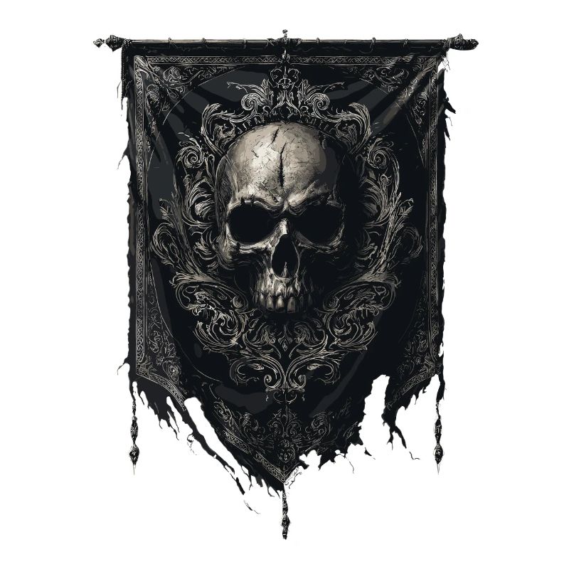 Gothic Banner - Skull with Embellishments