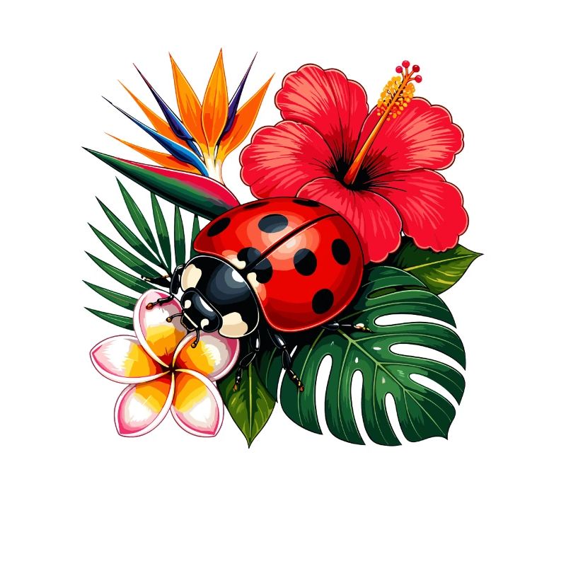Tropical ladybug in hibiscus