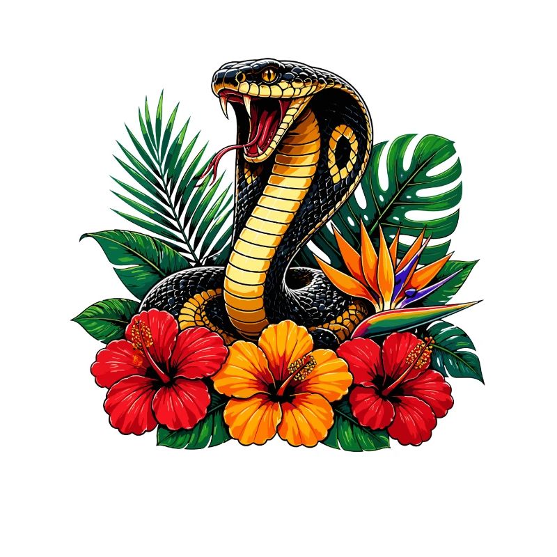 Serpent dans le parc des fleurs tropicales