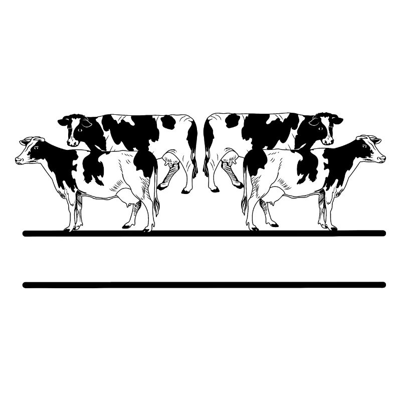Schwarz-Weiß-Monogramm mit vier Kühen