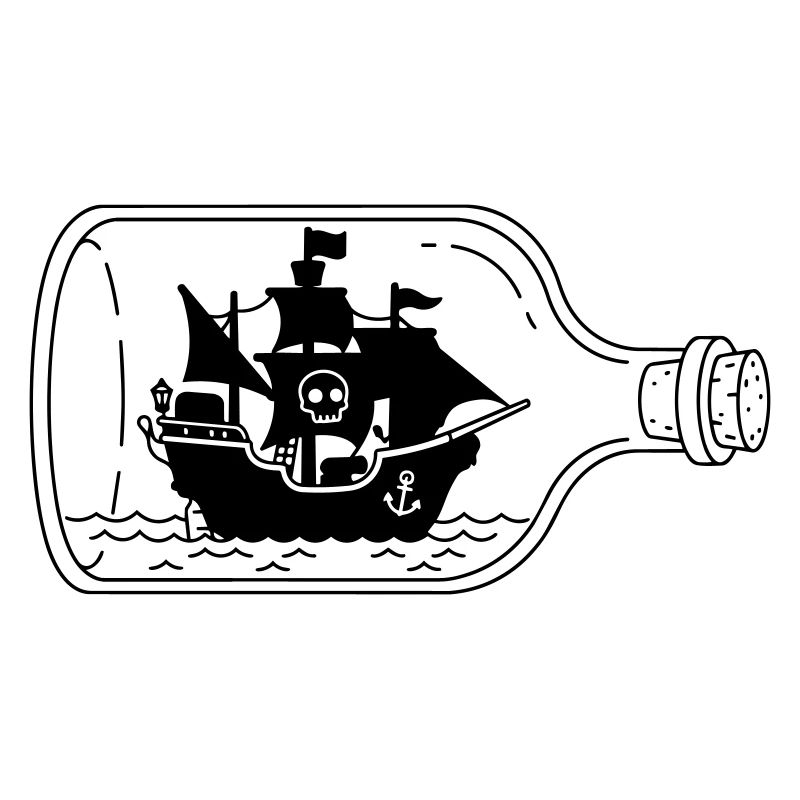 pirate ship in bottle
