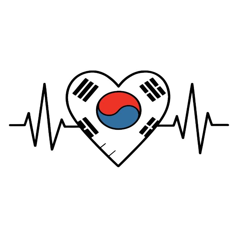 Corée du Sud Drapeau Heartbeat Line Korean Pride